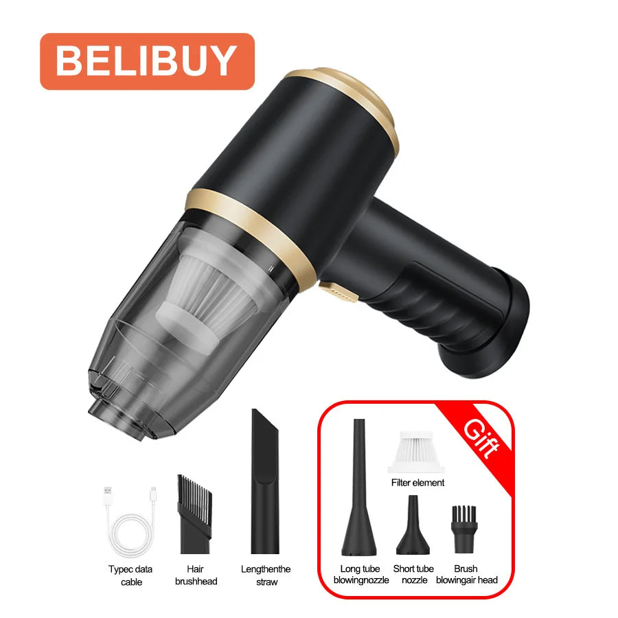 Wireless Vacuum Cleaner with 4000Mah Rechargeable Lithium Battery USB Charging Cordless Portable Vacuum for Car, Office