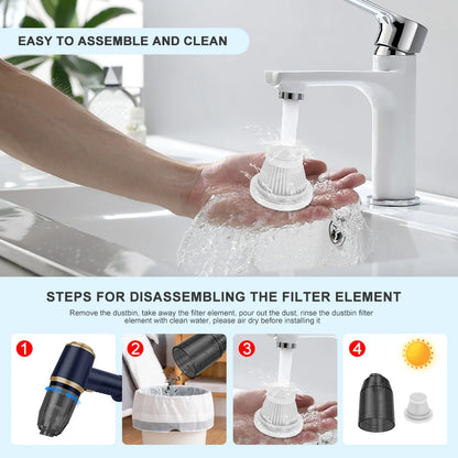 Wireless Vacuum Cleaner with 4000Mah Rechargeable Lithium Battery USB Charging Cordless Portable Vacuum for Car, Office