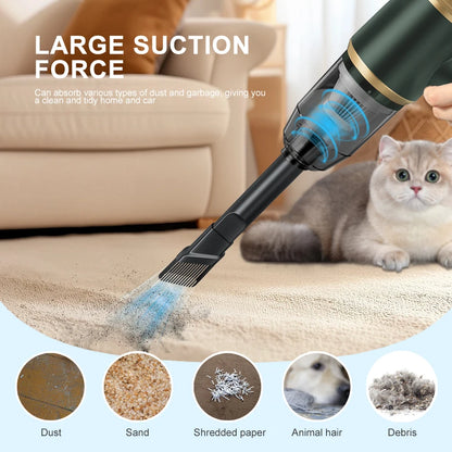Wireless Vacuum Cleaner with 4000Mah Rechargeable Lithium Battery USB Charging Cordless Portable Vacuum for Car, Office