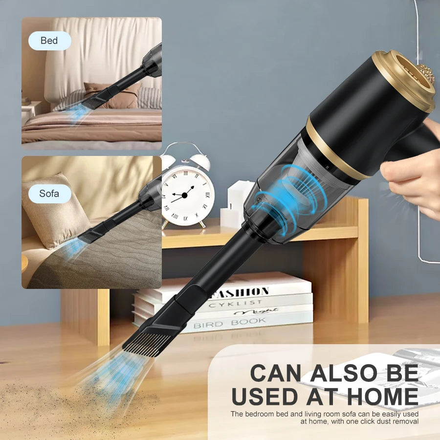 Wireless Vacuum Cleaner with 4000Mah Rechargeable Lithium Battery USB Charging Cordless Portable Vacuum for Car, Office