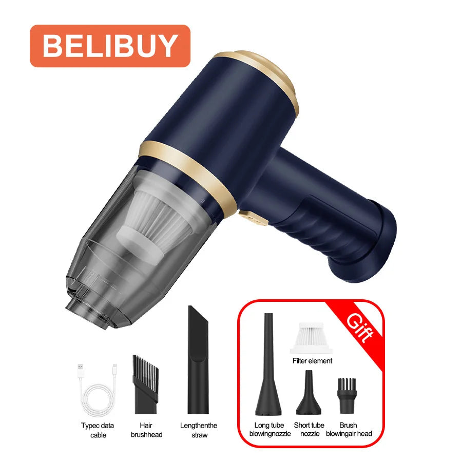 Wireless Vacuum Cleaner with 4000Mah Rechargeable Lithium Battery USB Charging Cordless Portable Vacuum for Car, Office