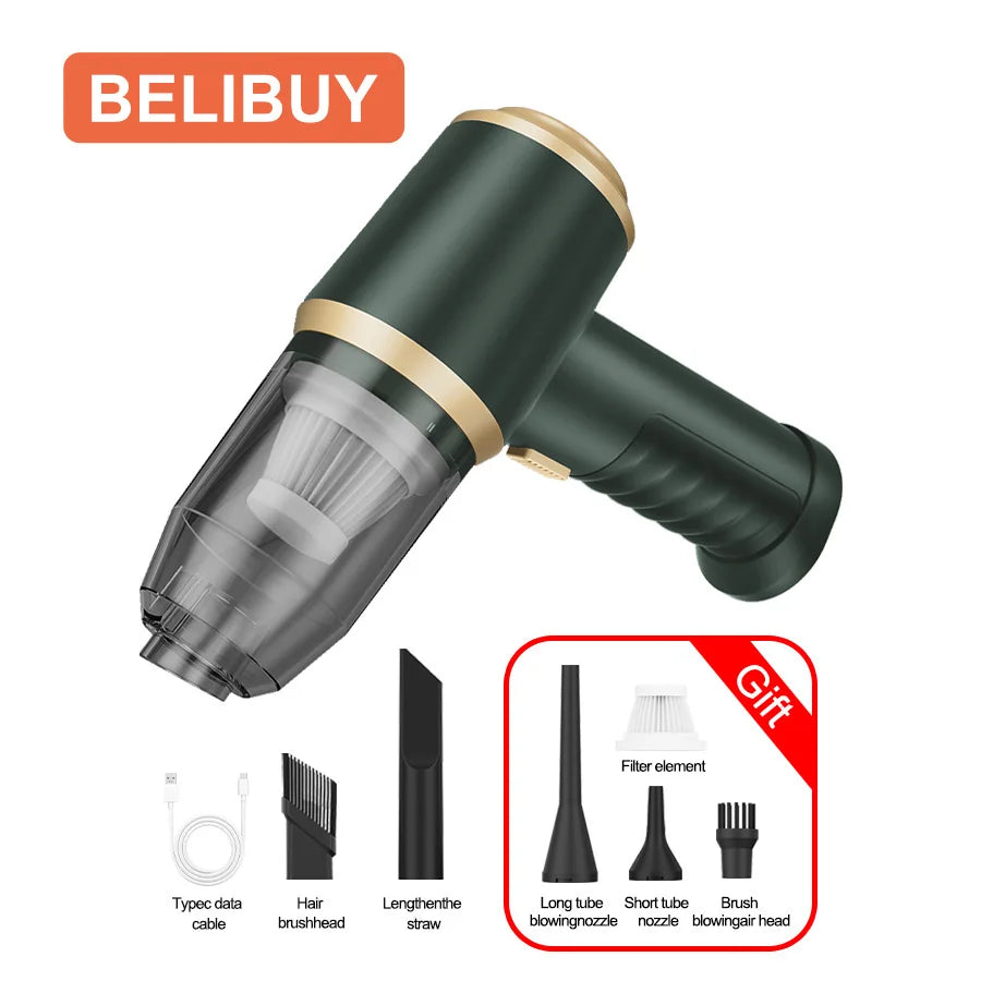 Wireless Vacuum Cleaner with 4000Mah Rechargeable Lithium Battery USB Charging Cordless Portable Vacuum for Car, Office